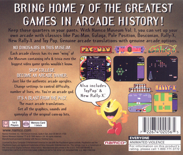 
Namco Museum Vol. 1 | PlayStation | back cover | Region: North America | source-country=United States | Data by MobyGames.com