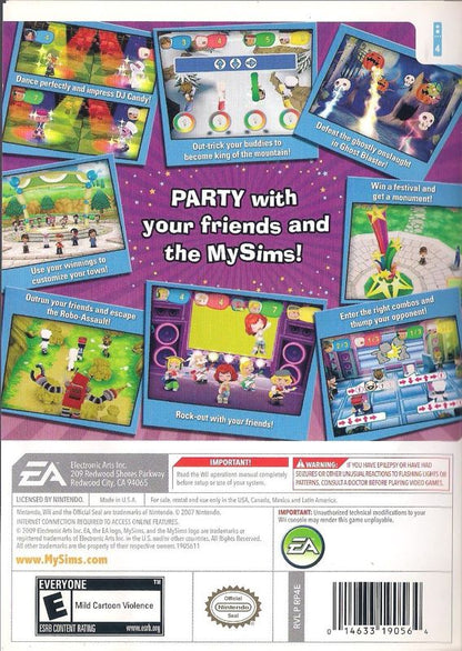 MySims: Party | Wii | back cover | region=North America | source-country=United States | zypher-v2 | moby-432ee20fcef6 | Data by MobyGames.com