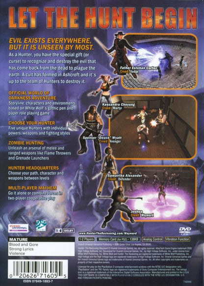 
Hunter: The Reckoning - Wayward | PlayStation 2 | back cover | Data by MobyGames.com