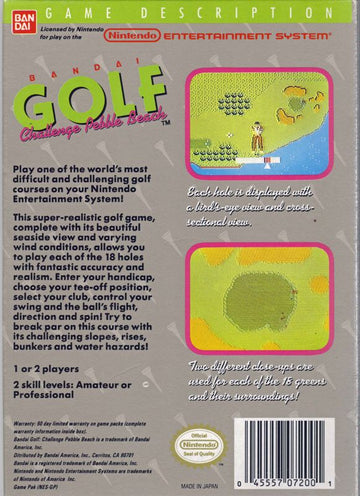 
Bandai Golf: Challenge Pebble Beach | NES | back cover | Data by MobyGames.com