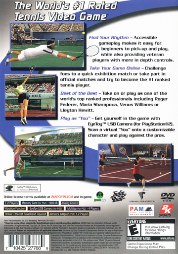 
Top Spin | PlayStation 2 | back cover | Data by MobyGames.com