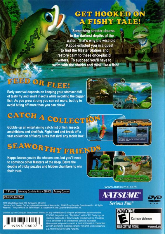 Finny the Fish & the Seven Waters | PlayStation 2 | back cover | Region: North America | source-country=United States | Data by MobyGames.com