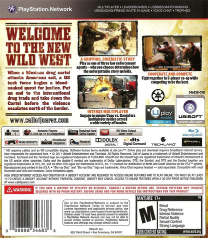 
Call of Juarez: The Cartel | PlayStation 3 | back cover | Data by MobyGames.com