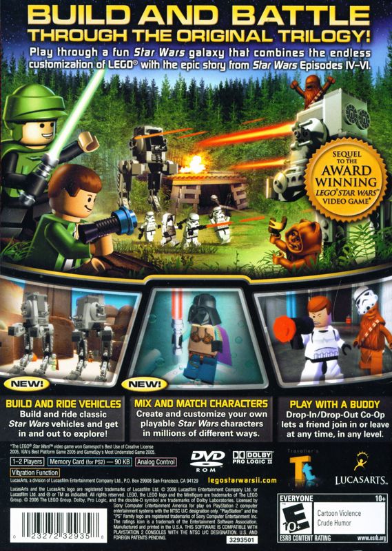 LEGO Star Wars II: The Original Trilogy | PlayStation 2 | back cover | Region: North America | source-country=United States | Data by MobyGames.com