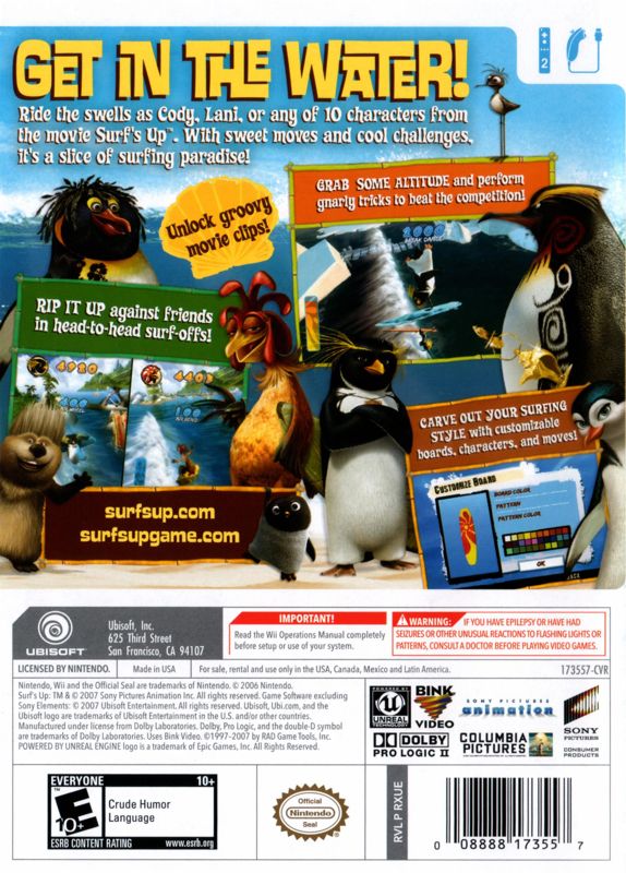 
Surf's Up | Wii | back cover | Data by MobyGames.com