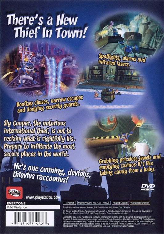 
Sly Cooper and the Thievius Raccoonus | PlayStation 2 | back cover | Region: North America | source-country=Canada,United States | Data by MobyGames.com