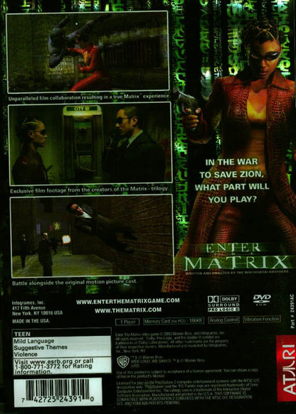 
Enter the Matrix | PlayStation 2 | back cover | Data by MobyGames.com