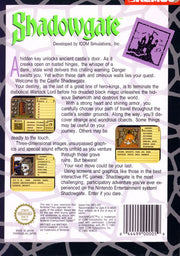 
Shadowgate | NES | back cover | Data by MobyGames.com