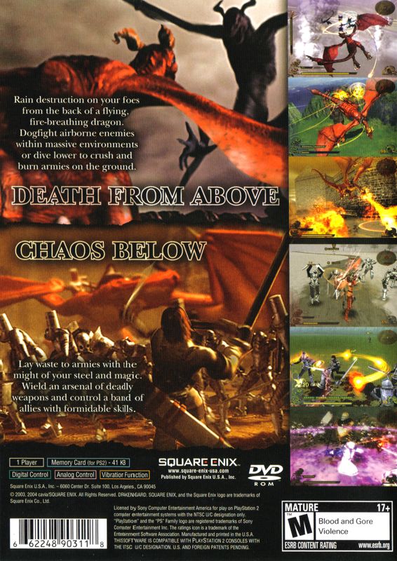 
Drakengard | PlayStation 2 | back cover | Data by MobyGames.com