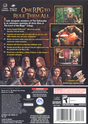 The Lord of the Rings: The Third Age | GameCube | back cover | region=North America | source-country=United States | zypher-v2 | moby-e73b16e332b6 | Data by MobyGames.com