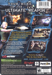 Psi-Ops: The Mindgate Conspiracy | Xbox | back cover | region=North America | source-country=United States | zypher-v2 | moby-f79058b63a3a | Data by MobyGames.com