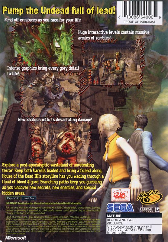 
The House of the Dead III | Xbox | back cover | Data by MobyGames.com