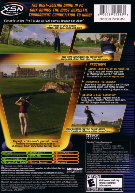 
Links 2004 | Xbox | back cover | Data by MobyGames.com