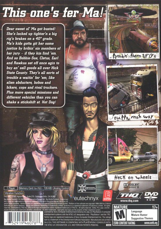 
Big Mutha Truckers 2 | PlayStation 2 | back cover | Data by MobyGames.com