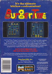 
BurgerTime | NES | back cover | Data by MobyGames.com