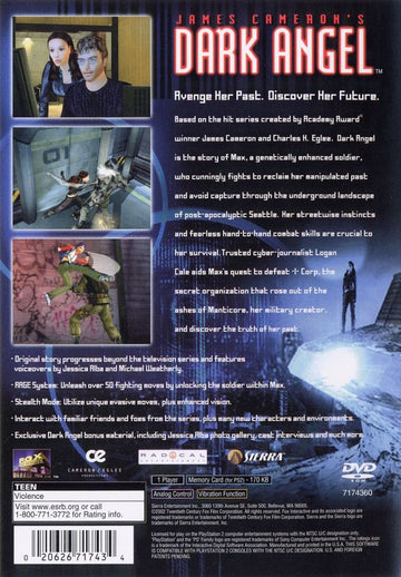 
James Cameron's Dark Angel | PlayStation 2 | back cover | Data by MobyGames.com