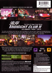 Midnight Club II | Xbox | back cover | region=North America | source-country=Canada,United States | zypher-v2 | moby-1469011b1203 | Data by MobyGames.com