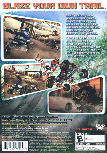 ATV Offroad Fury 3 | PlayStation 2 | back cover | region=North America | source-country=United States | zypher-v2 | moby-95cae55d4dad | Data by MobyGames.com