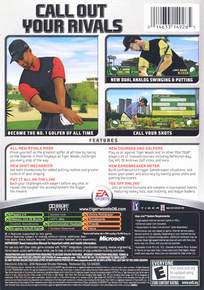 Tiger Woods PGA Tour 06 | Xbox | back cover | region=North America | source-country=United States | zypher-v2 | moby-870a56a9bb5f | Data by MobyGames.com
