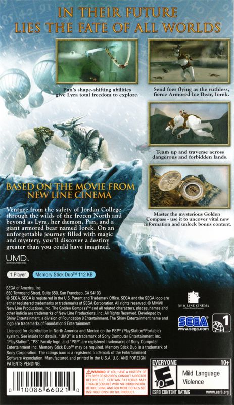 The Golden Compass | PSP | back cover | region=North America | source-country=United States | zypher-v2 | moby-fa826341c69b | Data by MobyGames.com