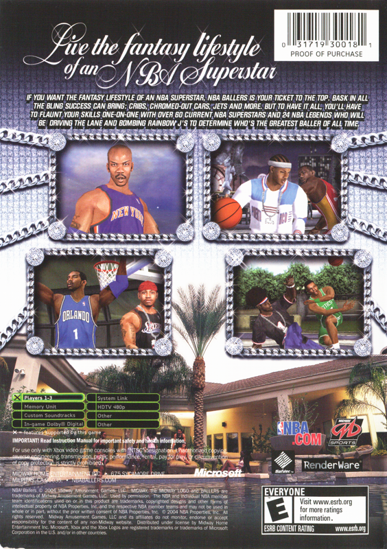 
NBA Ballers | Xbox | back cover | Data by MobyGames.com