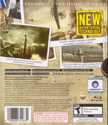 Blazing Angels: Squadrons of WWII | PlayStation 3 | back cover | region=North America | source-country=United States | zypher-v2 | moby-b26153a1d7b4 | Data by MobyGames.com