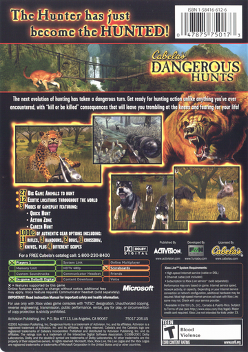 
Cabela's Dangerous Hunts | Xbox | back cover | Data by MobyGames.com