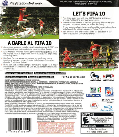 
FIFA Soccer 10 | PlayStation 3 | back cover | Region: North America | source-country=Mexico,United States | Data by MobyGames.com