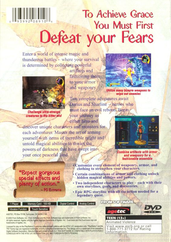 
EverGrace | PlayStation 2 | back cover | Data by MobyGames.com