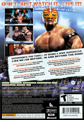 WWE Smackdown vs. Raw 2007 | Xbox 360 | back cover | region=North America | source-country=United States | zypher-v2 | moby-f3e30ba2edaf | Data by MobyGames.com