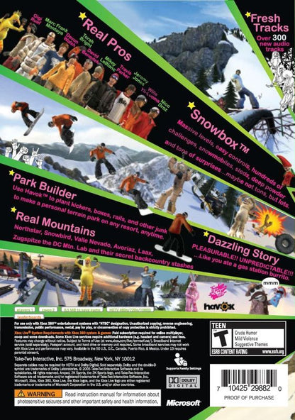 Amped 3 | Xbox 360 | back cover | region=North America | source-country=United States | zypher-v2 | moby-83597bef111b | Data by MobyGames.com