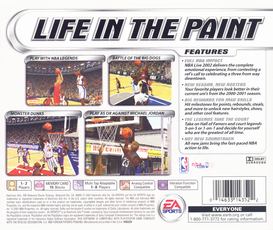 
NBA Live 2002 | PlayStation | back cover | Region: North America | source-country=United States | Data by MobyGames.com