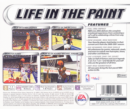 
NBA Live 2002 | PlayStation | back cover | Region: North America | source-country=United States | Data by MobyGames.com
