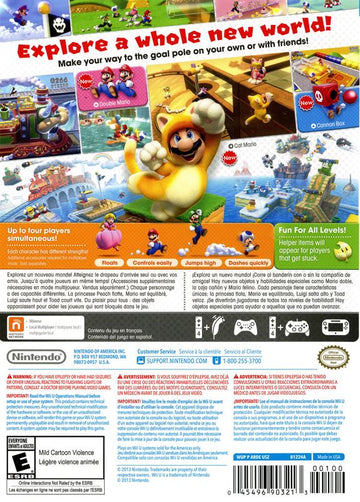 Super Mario 3D World | Wii U | back cover | region=North America | source-country=Canada,Mexico,United States | zypher-v2 | moby-d8ebe721d07a | Data by MobyGames.com