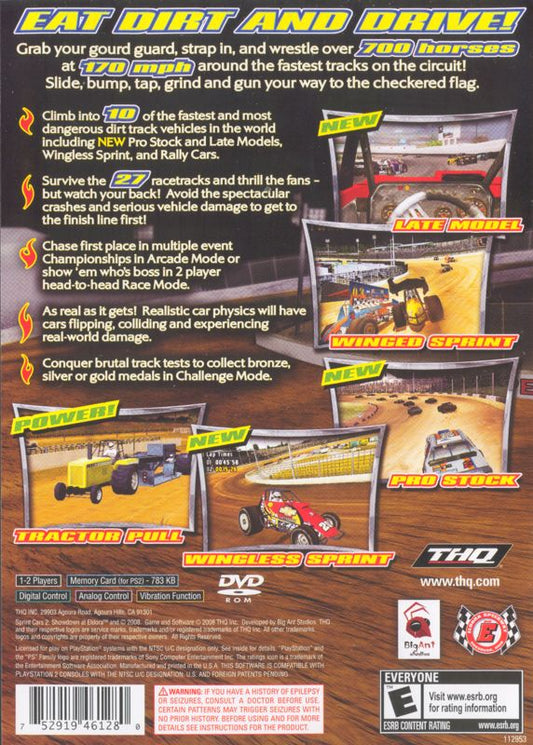 
Sprint Cars 2: Showdown at Eldora | PlayStation 2 | back cover | Region: North America | source-country=United States | Data by MobyGames.com