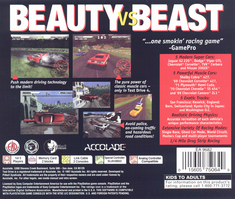 Test Drive 4 | PlayStation | back cover | region=North America | source-country=Canada,United States | zypher-v2 | moby-1a3cc381512f | Data by MobyGames.com