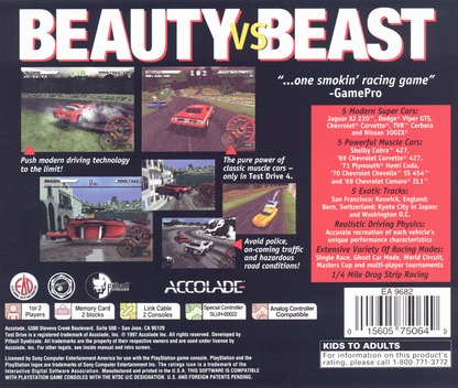 Test Drive 4 | PlayStation | back cover | region=North America | source-country=Canada,United States | zypher-v2 | moby-1a3cc381512f | Data by MobyGames.com
