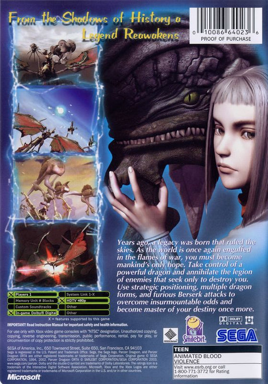 
Panzer Dragoon Orta | Xbox | back cover | Data by MobyGames.com