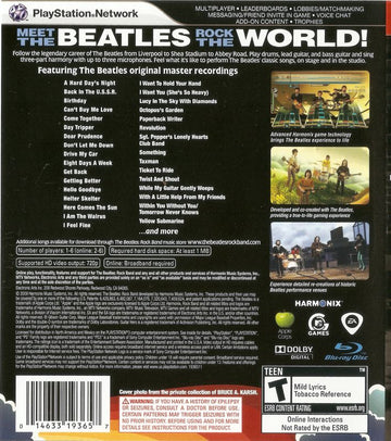 
The Beatles: Rock Band | PlayStation 3 | back cover | Data by MobyGames.com