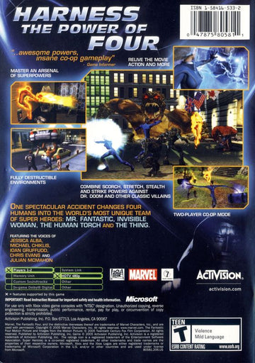 
Fantastic 4 | Xbox | back cover | Data by MobyGames.com