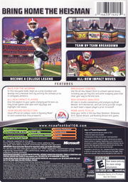 NCAA Football 06 | Xbox | back cover | region=North America | source-country=United States | zypher-v2 | moby-e0d083e018c0 | Data by MobyGames.com