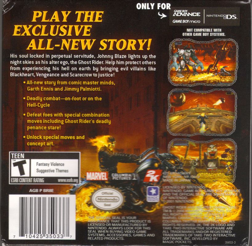 
Ghost Rider | Game Boy Advance | back cover | Data by MobyGames.com