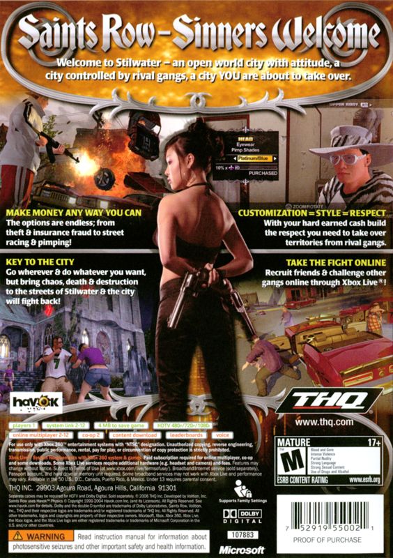 
Saints Row | Xbox 360 | back cover | Data by MobyGames.com