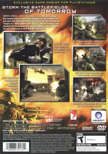 Tom Clancy's Ghost Recon 2: 2007 - First Contact | PlayStation 2 | back cover | region=North America | source-country=United States | zypher-v2 | moby-227dd16c0072 | Data by MobyGames.com