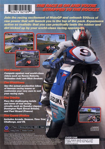 
MotoGP | PlayStation 2 | back cover | Region: North America | source-country=Canada,United States | Data by MobyGames.com