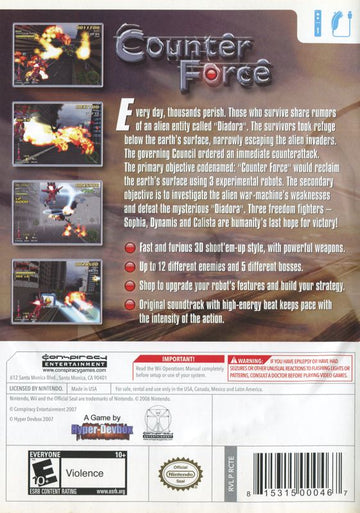 
Counter Force | Wii | back cover | Data by MobyGames.com
