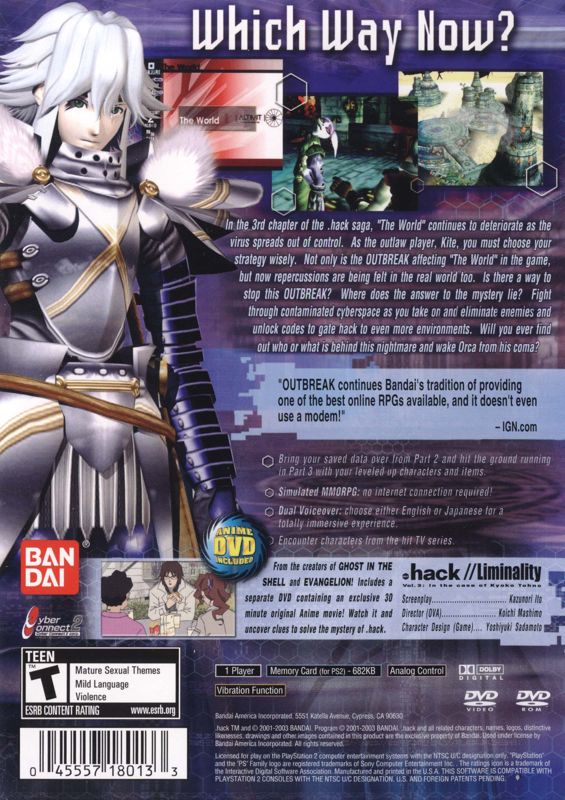 
.hack//Outbreak: Part 3 | PlayStation 2 | back cover | Data by MobyGames.com