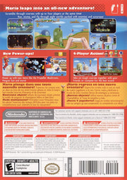 
New Super Mario Bros. Wii | Wii | back cover | Region: North America | source-country=Argentina,Brazil,Canada,Chile,Colombia,Mexico,Other,United States,Uruguay | Data by MobyGames.com