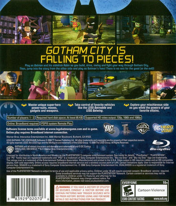LEGO Batman: The Videogame | PlayStation 3 | back cover | region=North America | source-country=United States | zypher-v2 | moby-0feefc38afa1 | Data by MobyGames.com