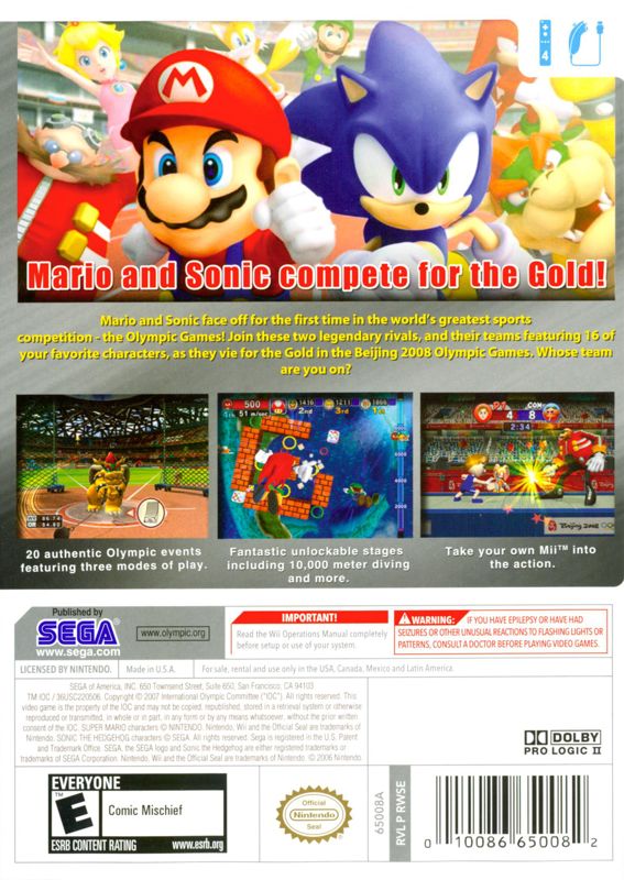 Mario & Sonic at the Olympic Games | Wii | back cover | region=North America | source-country=Canada,Mexico,Other,United States | zypher-v2 | moby-e054ebe7d6aa | Data by MobyGames.com